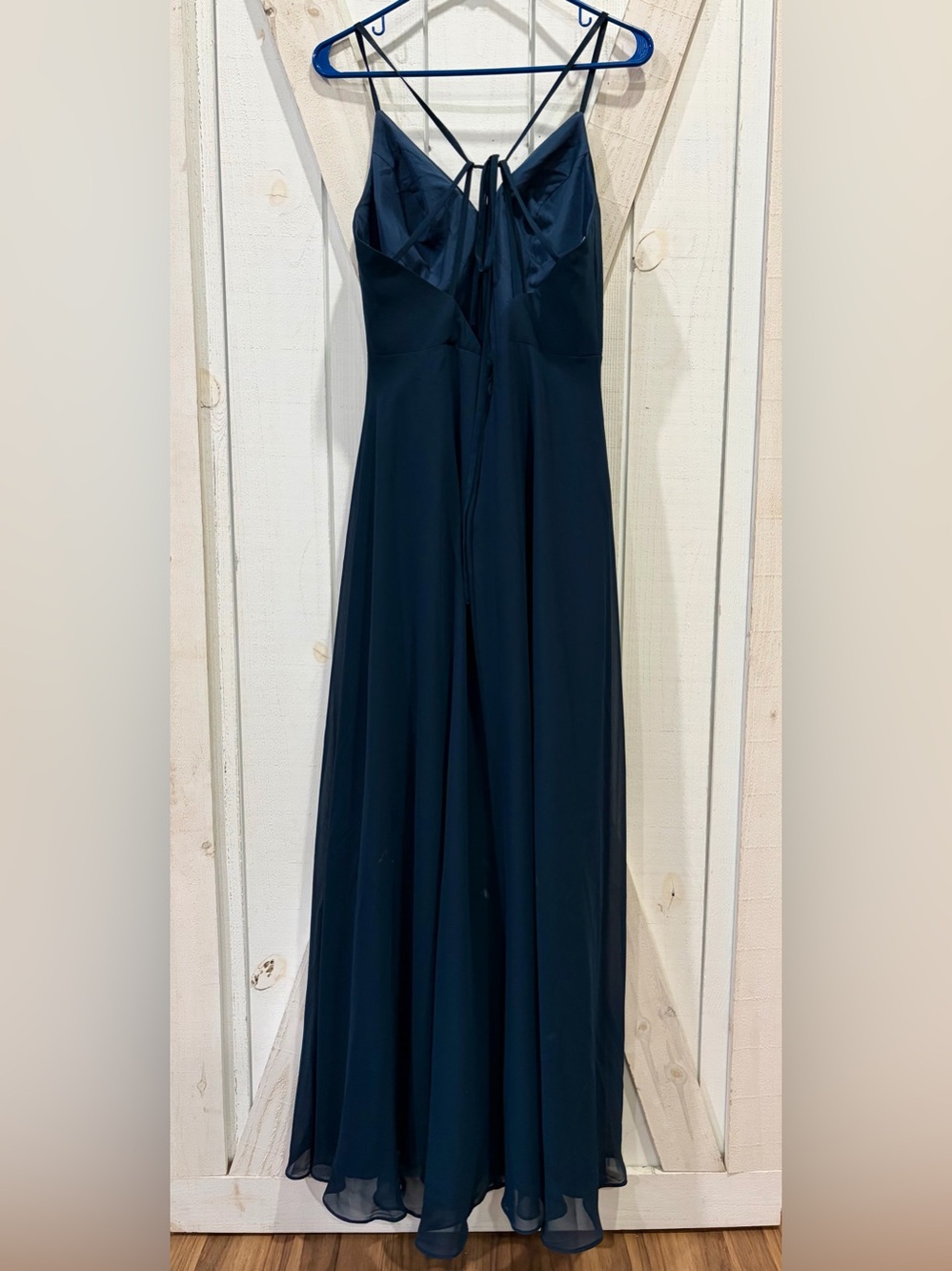 Azazie Navy Spaghetti-Strap Chiffon Bridesmaid Dress